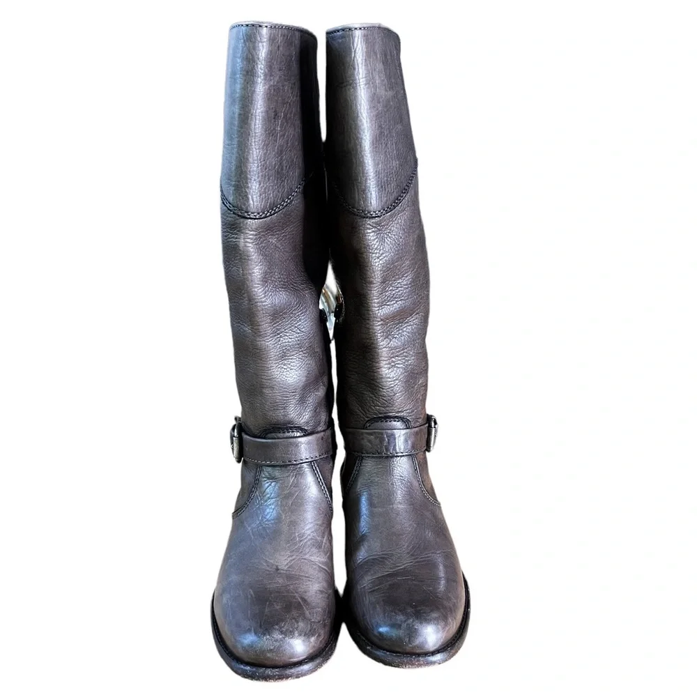 Frye Phillip Riding Brown Leather Boot - Picture 3 of 16